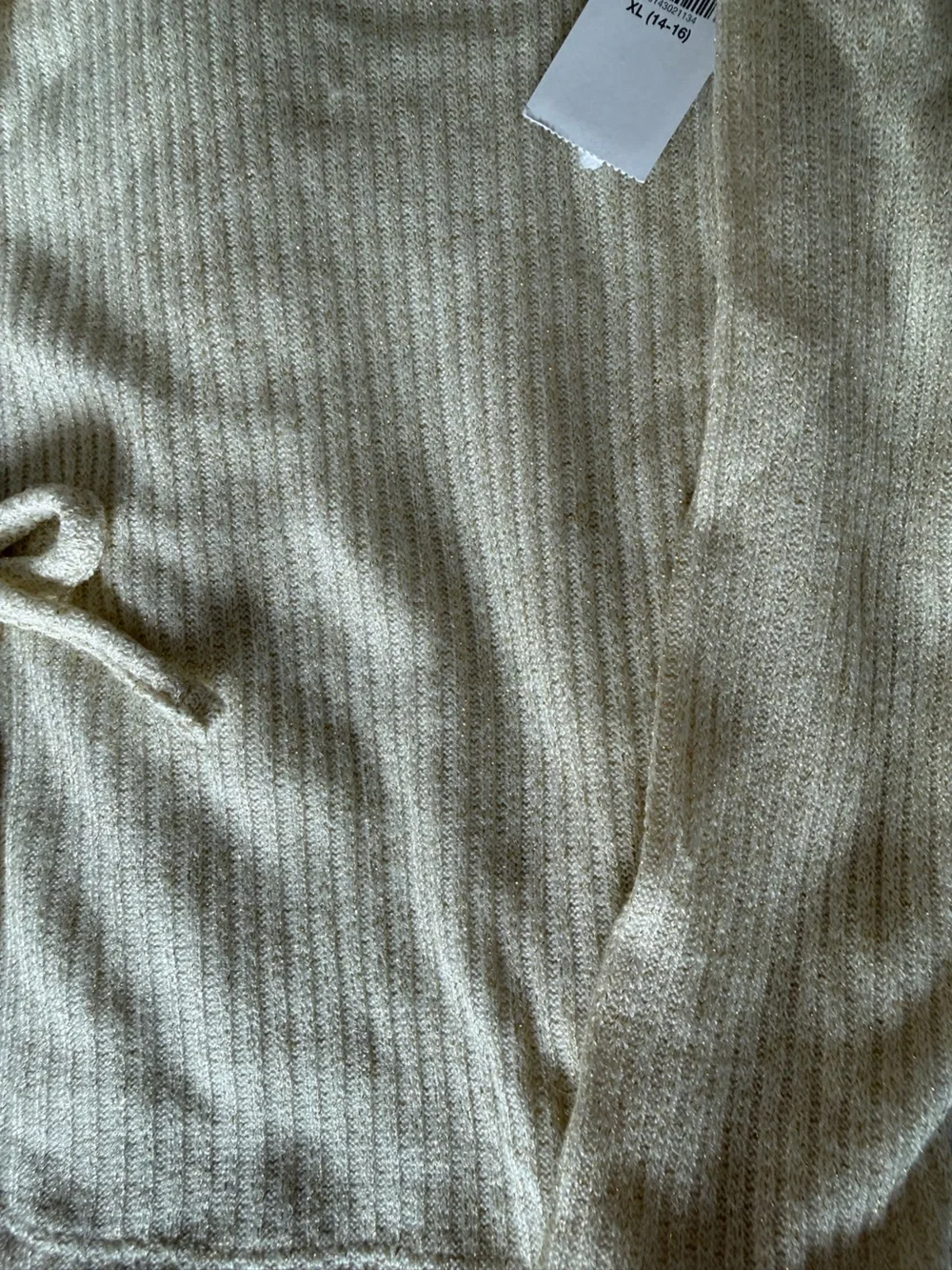 Old Navy Cream Knit Sweater with Front Tie Accents